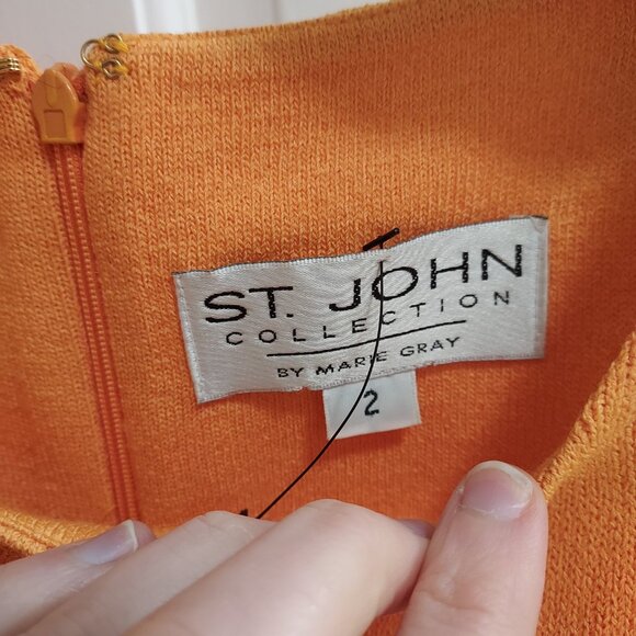St. John Tangerine  Orange Tweed Dress - Picture 5 of 9